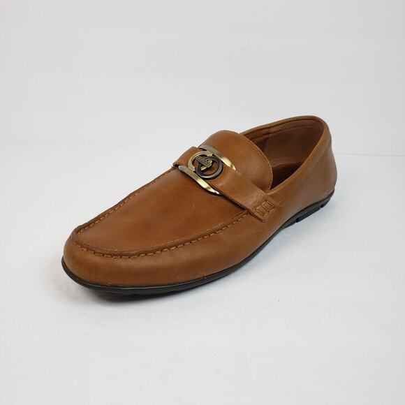 Aldo Haan Mens Size 9.5 Brown Leather Slip On Horsebit Moc Driver Loafers Shoes main image 8